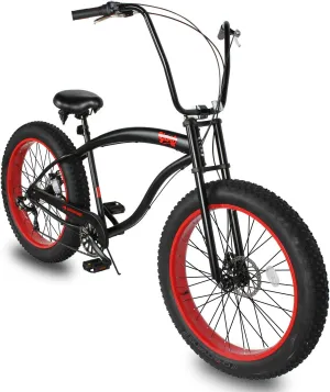 MICARGI SLUGO Fat Tire Cruiser Bike for Mens & Women,Chopper Stretch Bike with Hi-Ten Steel Frame 1/7-Speed Disc Brake, Complete Cruiser Bicycle for Adults Multi-Color