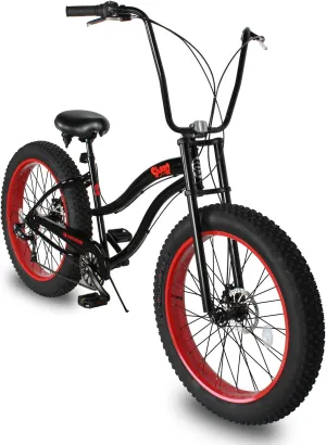 MICARGI SLUGO Fat Tire Cruiser Bike for Mens & Women,Chopper Stretch Bike with Hi-Ten Steel Frame 1/7-Speed Disc Brake, Complete Cruiser Bicycle for Adults Multi-Color