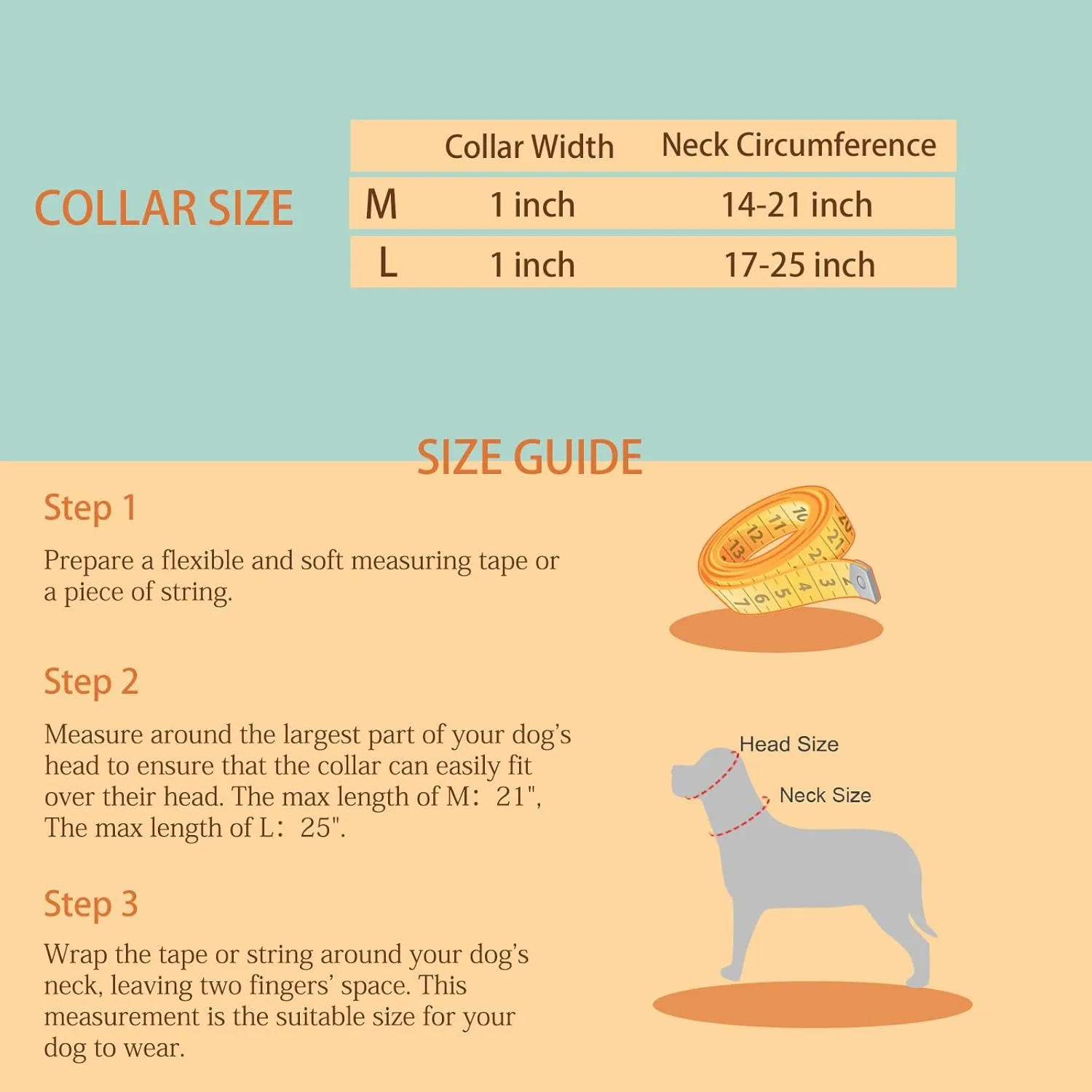 Mikivery Martingale Collar 1 inch Slip On and Off,NO Buckle Gently Tightens Medium and Large Collars