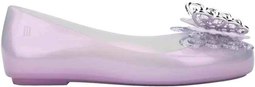 mini melissa Sweet Love Fly Jelly Flats for Girls- Girl's Ballet Flats w/Butterfly Design, Ballerina Flats, Kids Jelly Shoes