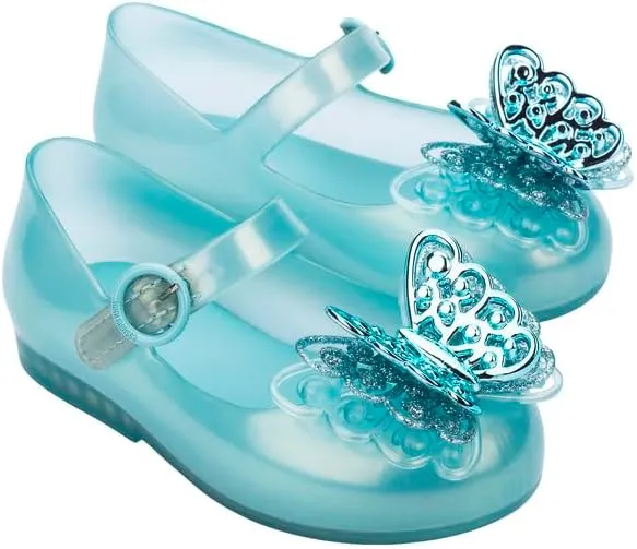 mini melissa Sweet Love Fly Mary Jane Jelly Shoes for Babies & Toddlers - Ballet Flats w/Butterfly Design & Adjustable Strap