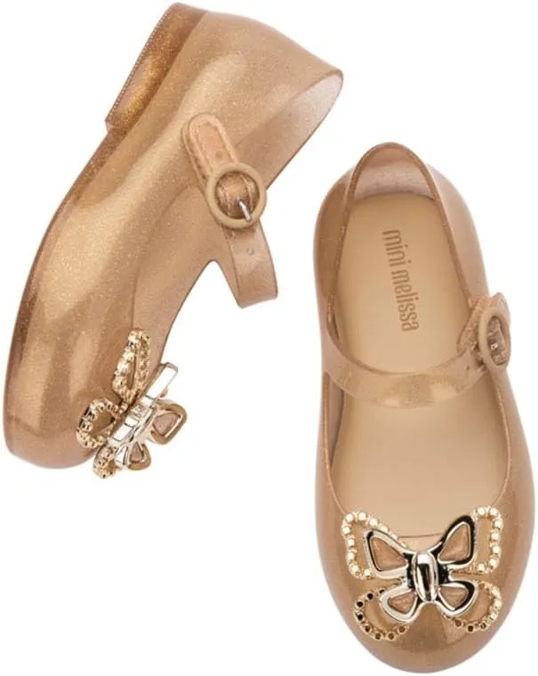 mini melissa Sweet Love Fly Mary Jane Jelly Shoes for Babies & Toddlers - Ballet Flats w/Butterfly Design & Adjustable Strap