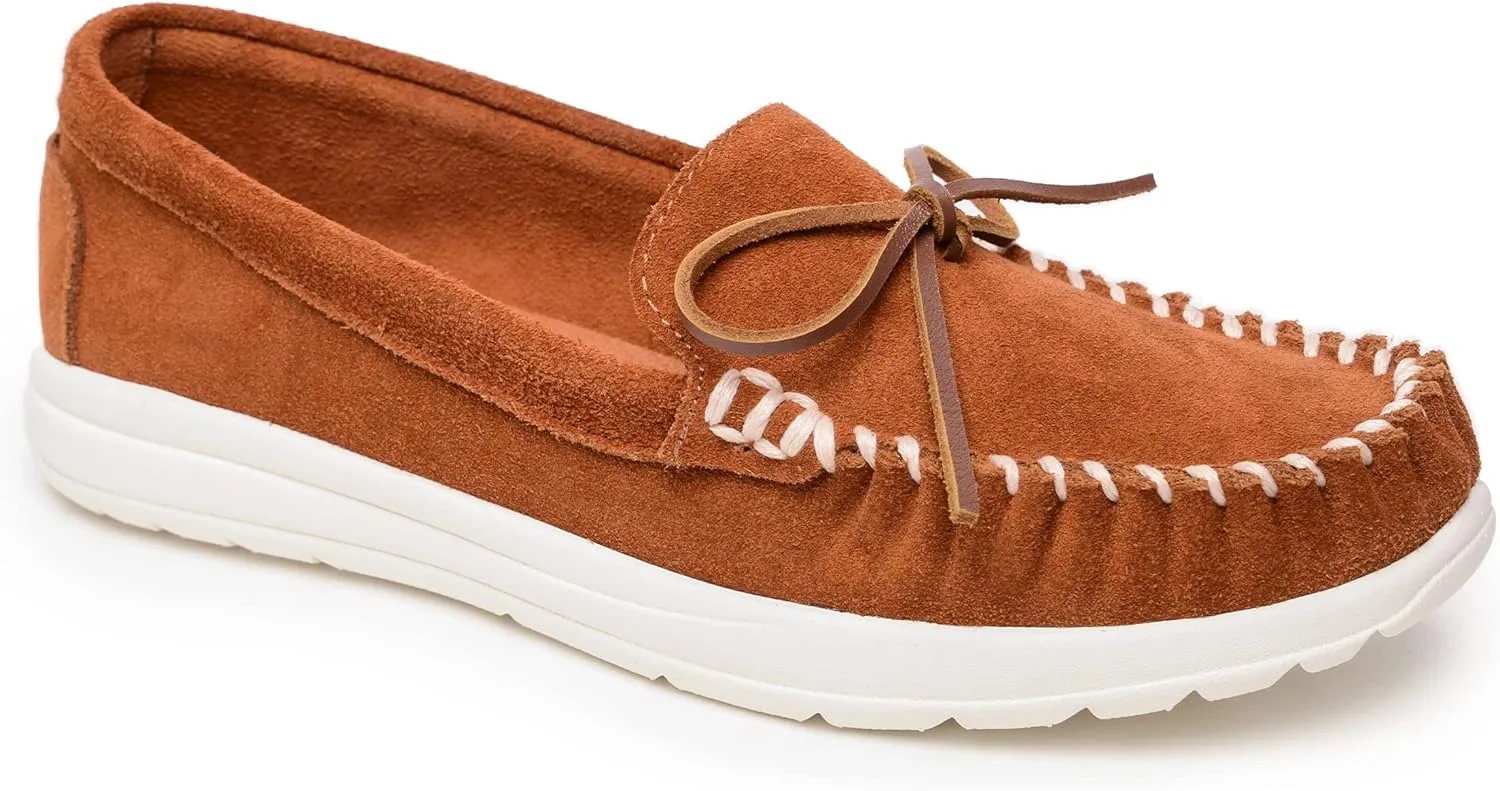 Minnetonka Scout - Women’s Suede Loafers Designed for Everyday Wear - Made with Soft Suede Leather, Memory Foam Insoles and Midsoles, and Rubber Outsoles