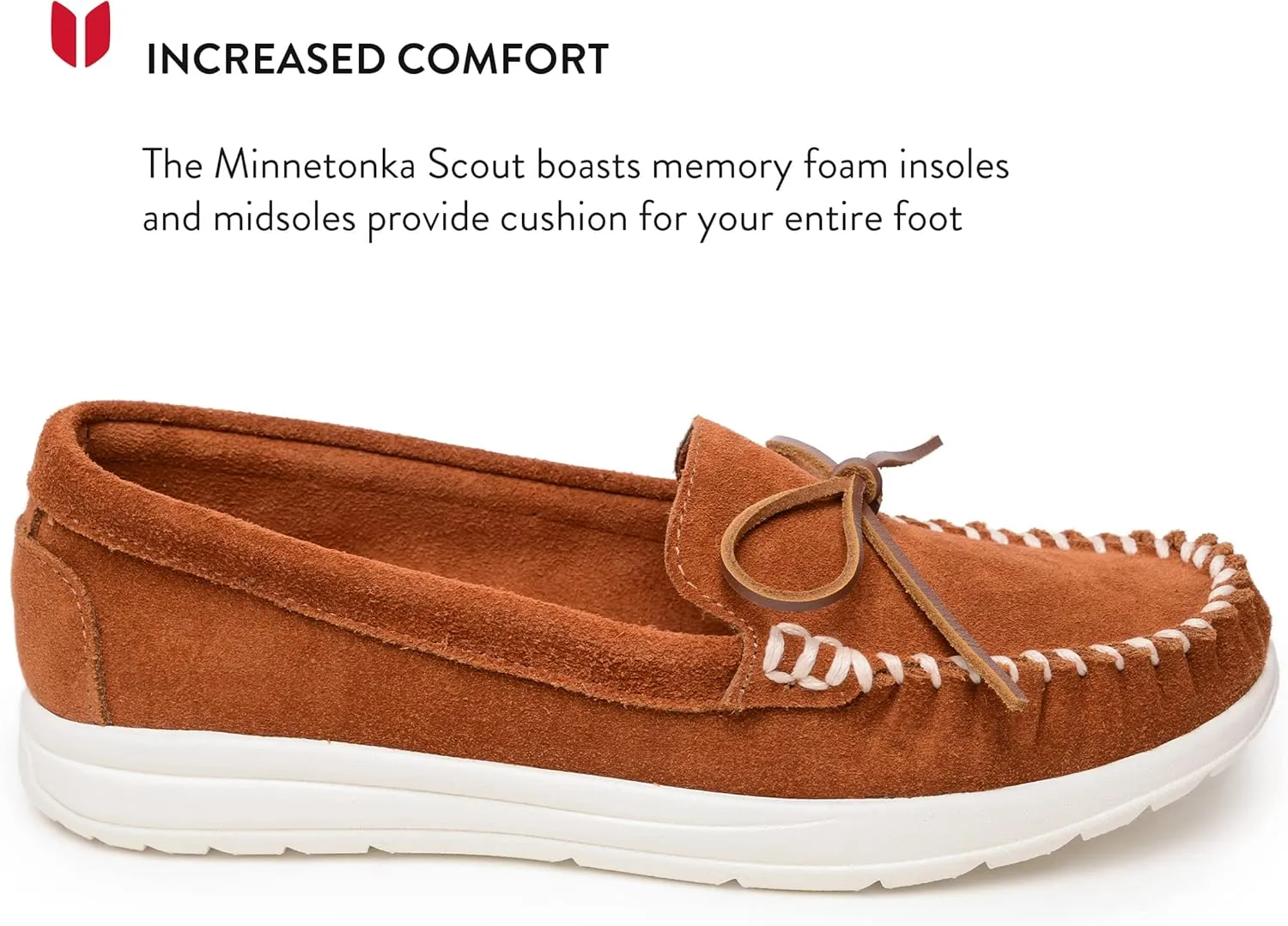 Minnetonka Scout - Women’s Suede Loafers Designed for Everyday Wear - Made with Soft Suede Leather, Memory Foam Insoles and Midsoles, and Rubber Outsoles