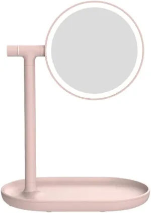 Mirrors Makeup Smart LED Charging Fill Light Flipping HD Desktop Double-Sided Makeup Tabletop (Color : Pink) (Color : Green)