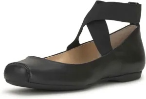 miss left Women's Stretchy Crisscross Strap Ballerina Flats Closed Square Toe Slip On Comfy Dance Party Shoe Size 4-16 US