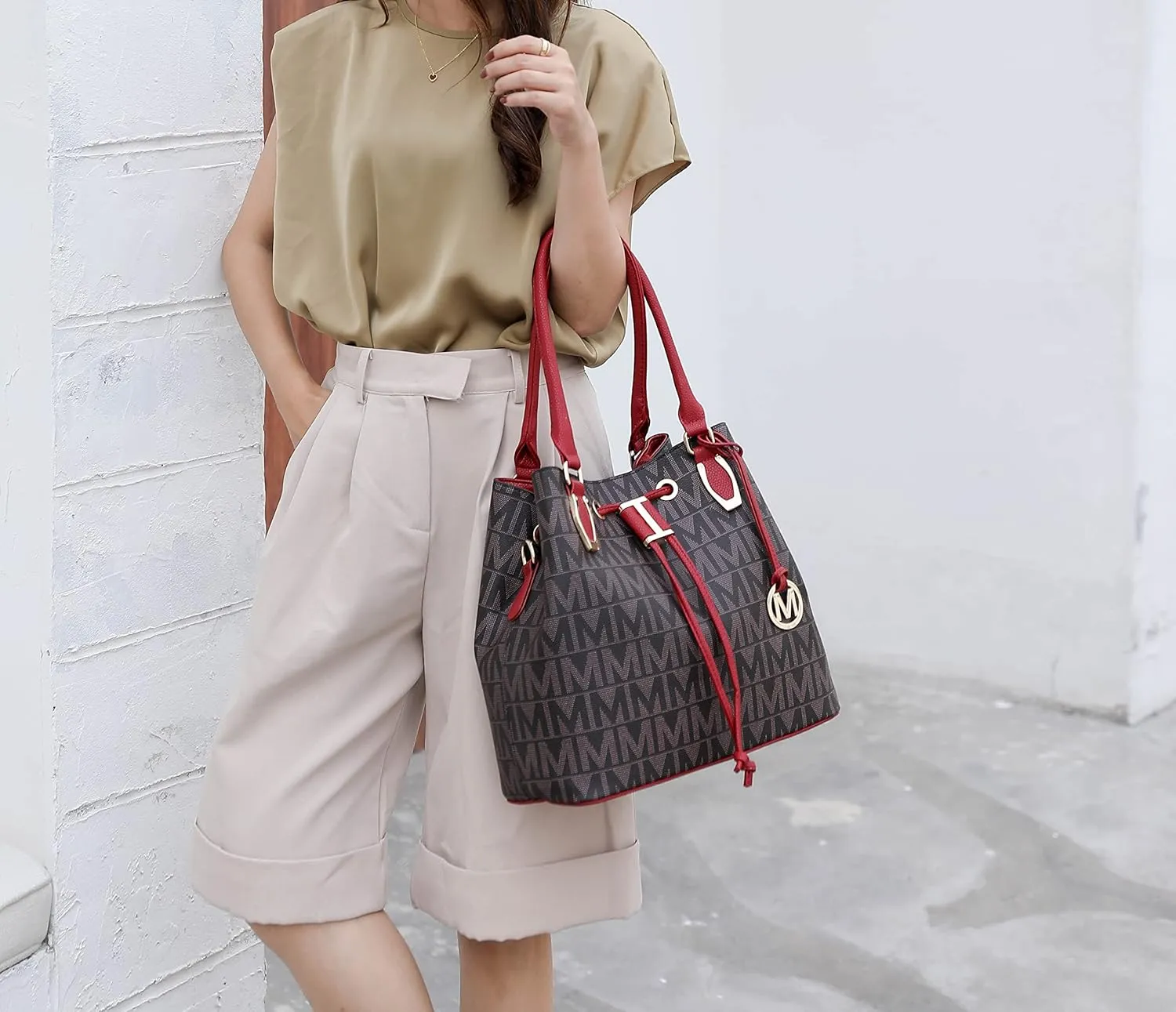 MKF Collection Hobo Bag for Women, Vegan Leather Tassel Shoulder Bag Handbag Purse, Double Handle Crossbody bag by Mia K