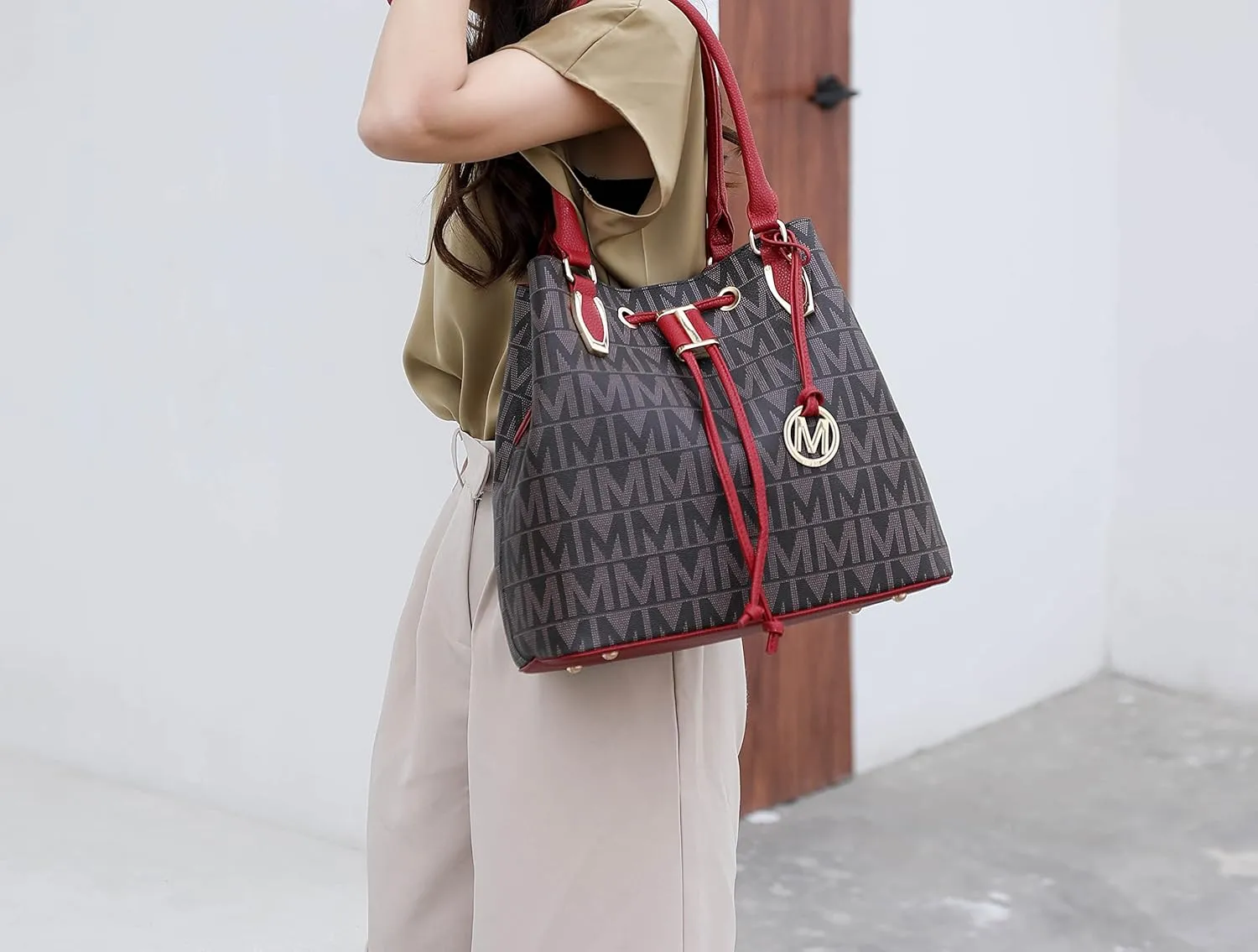 MKF Collection Hobo Bag for Women, Vegan Leather Tassel Shoulder Bag Handbag Purse, Double Handle Crossbody bag by Mia K