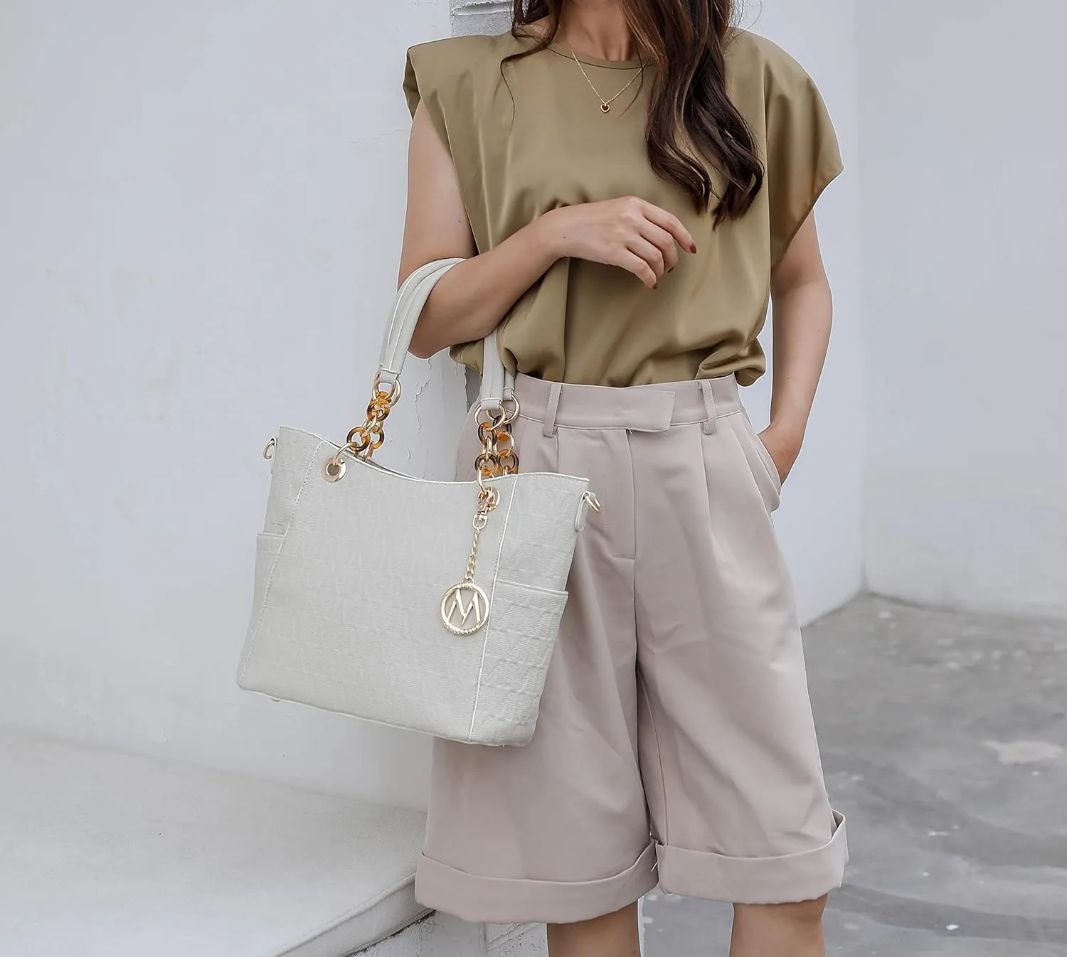 MKF Collection Shoulder Bag for Women, PU Leather Pocketbook Top-Handle Crossbody Purse Tote Satchel Handbag