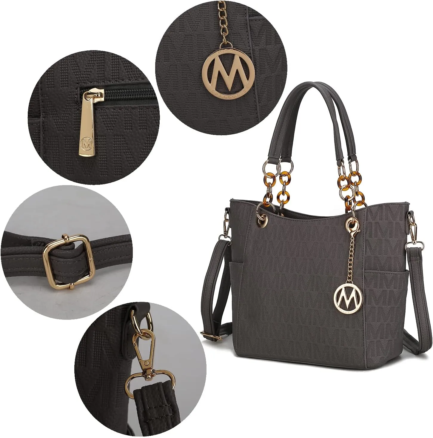 MKF Collection Shoulder Bag for Women, PU Leather Pocketbook Top-Handle Crossbody Purse Tote Satchel Handbag