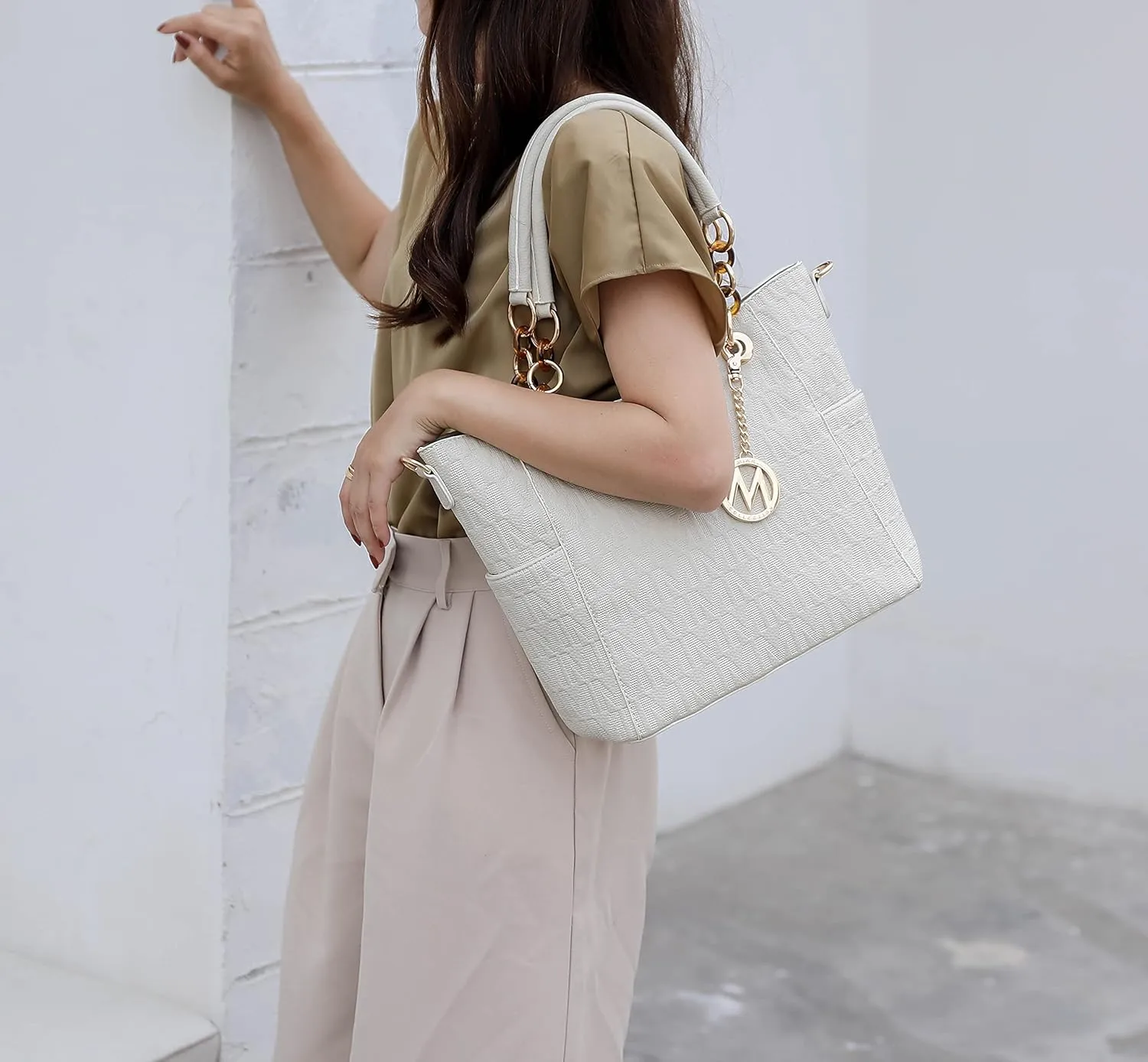 MKF Collection Shoulder Bag for Women, PU Leather Pocketbook Top-Handle Crossbody Purse Tote Satchel Handbag
