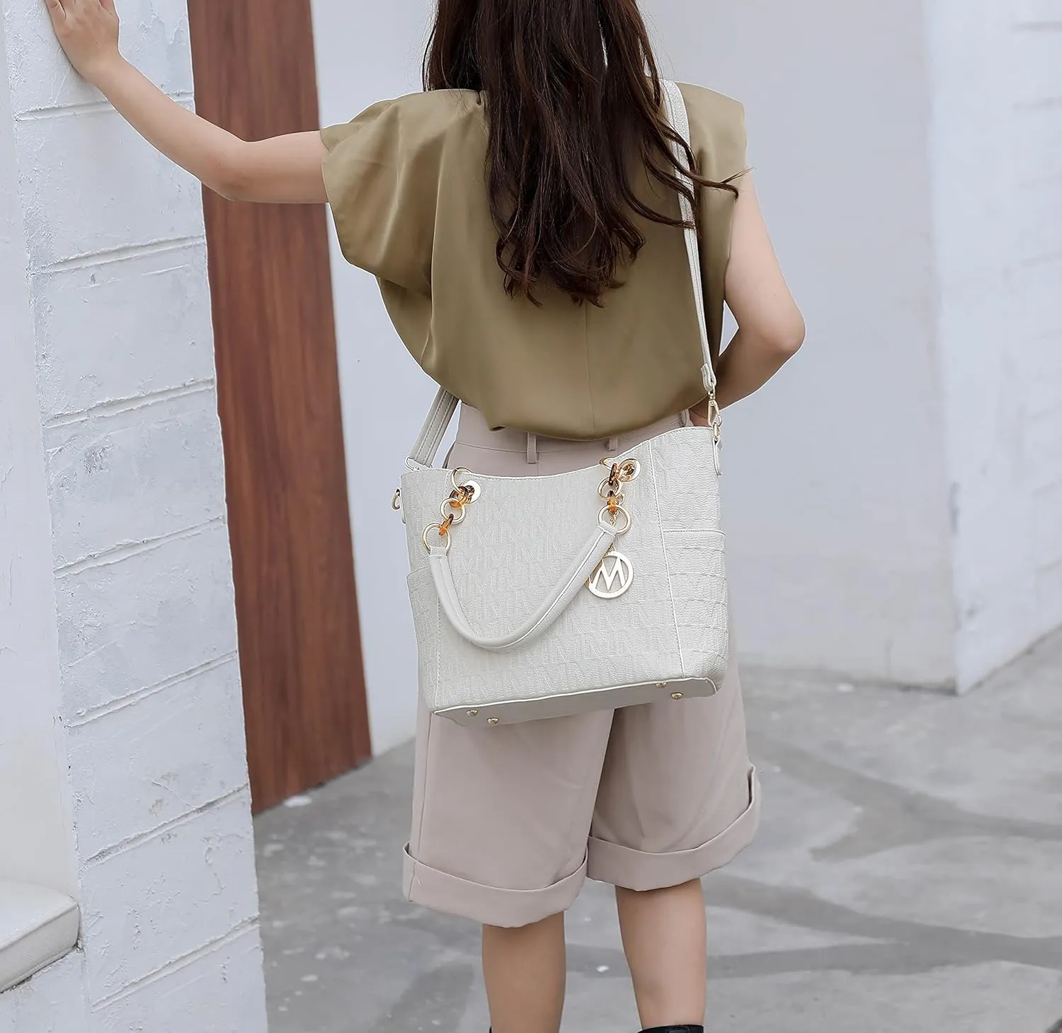 MKF Collection Shoulder Bag for Women, PU Leather Pocketbook Top-Handle Crossbody Purse Tote Satchel Handbag