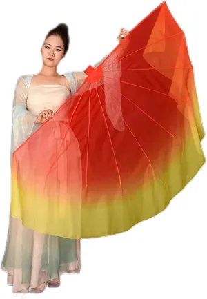 Mnjyihy 2Pcs Light Weight Flowy Fishbone Fan Opening Stage Props Chiffon Chinese Folk Dance Performance Gradient Colour Dance Yangko Fan