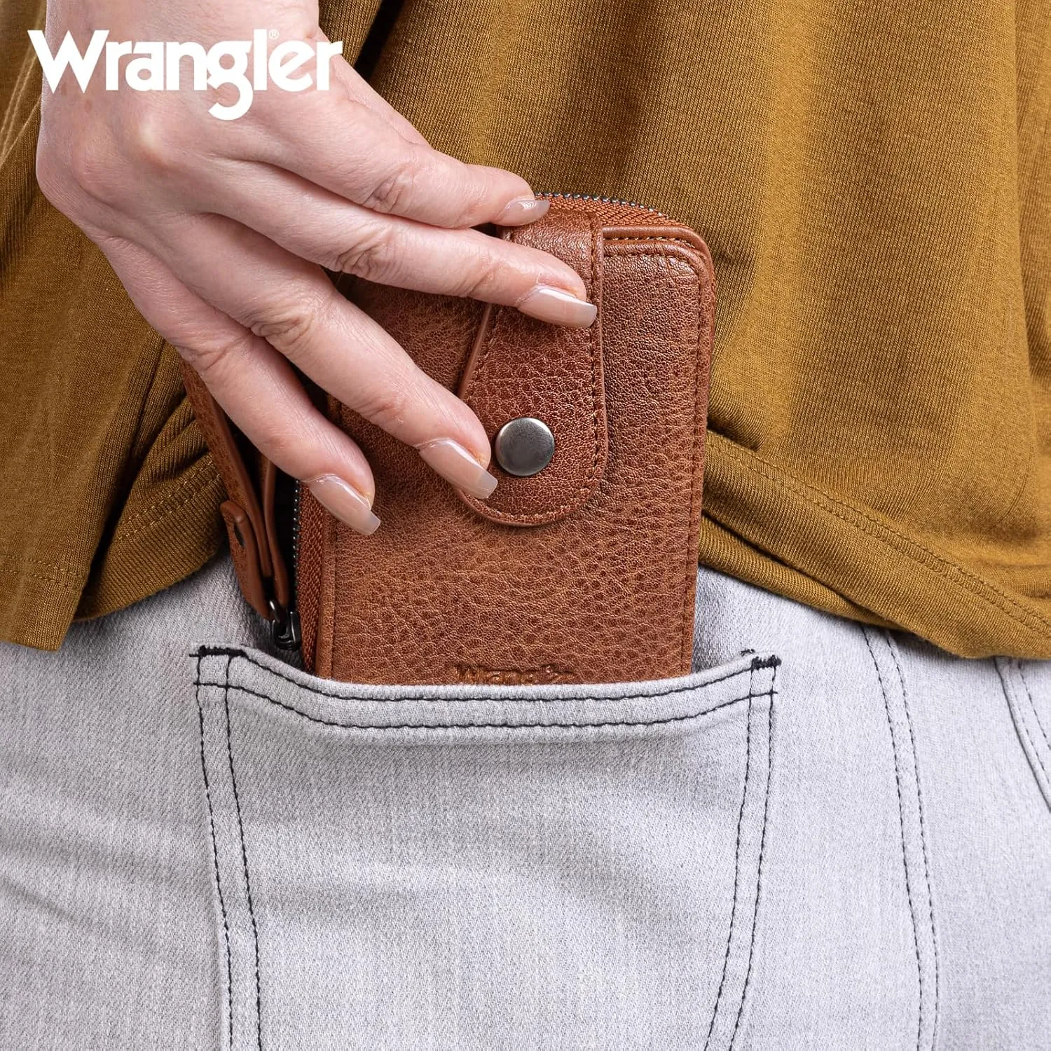 Montana West X Wrangler Wallet Women Small Credit Card Holder with Rfid Blocking Zip Credit Card Case,Compact & Easy to Carry Gifts for Women