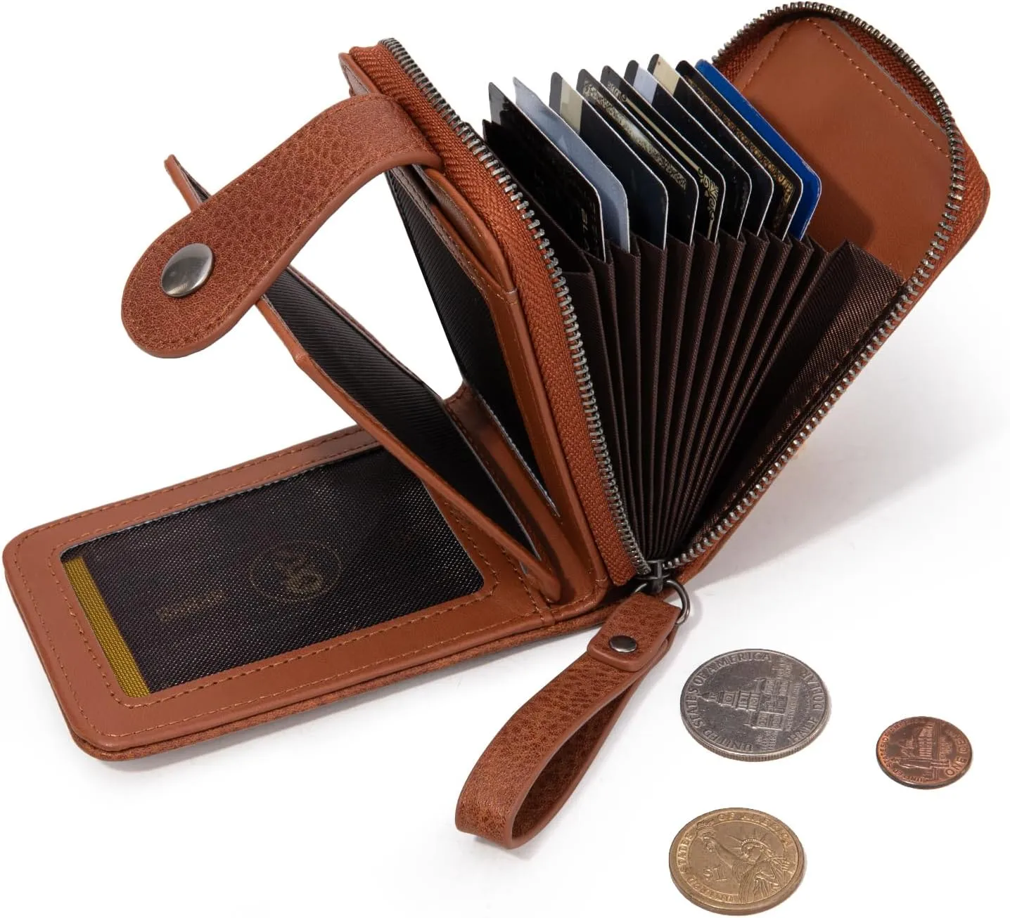 Montana West X Wrangler Wallet Women Small Credit Card Holder with Rfid Blocking Zip Credit Card Case,Compact & Easy to Carry Gifts for Women