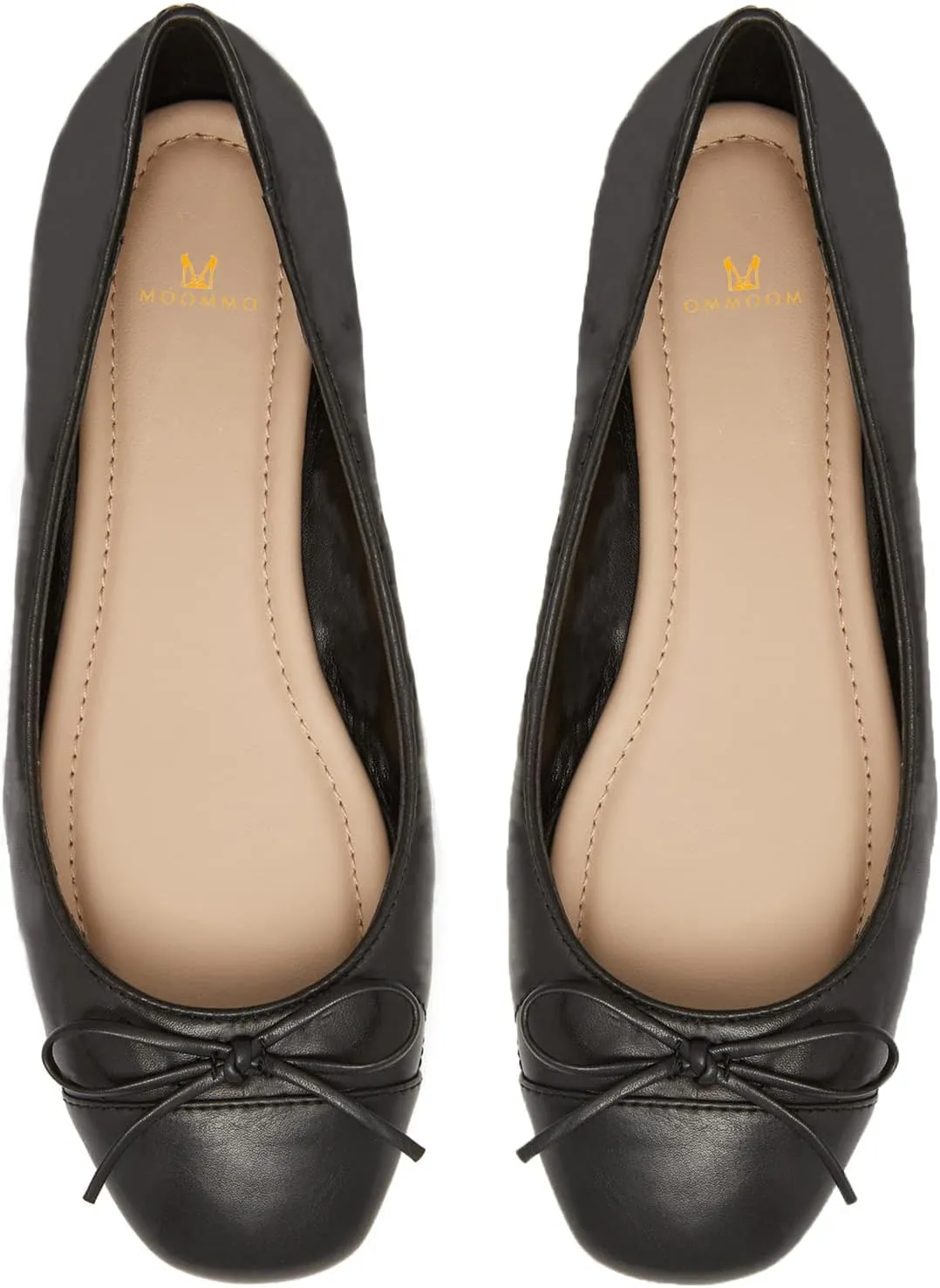 MOOMMO Women Cap Toe Flats Bow Slip On Ballet Flats Comfort Quilted Colorblock Flat Shoes Round Toe Flat Heel Dress Shoes Office Ladies Party Chic Driver Flats Casual 4-11 M US