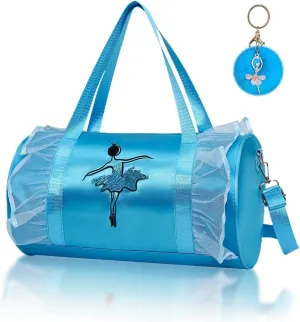Moonmo Cute Ballet Dance Bag GirlsTutu Dress Dance Bag, Girls Lightweight Dreamy Bag Ballerina Dance Bag (Blue Dance Girl)