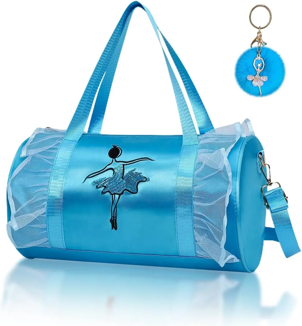 Moonmo Cute Ballet Dance Bag GirlsTutu Dress Dance Bag, Girls Lightweight Dreamy Bag Ballerina Dance Bag (Blue Dance Girl)