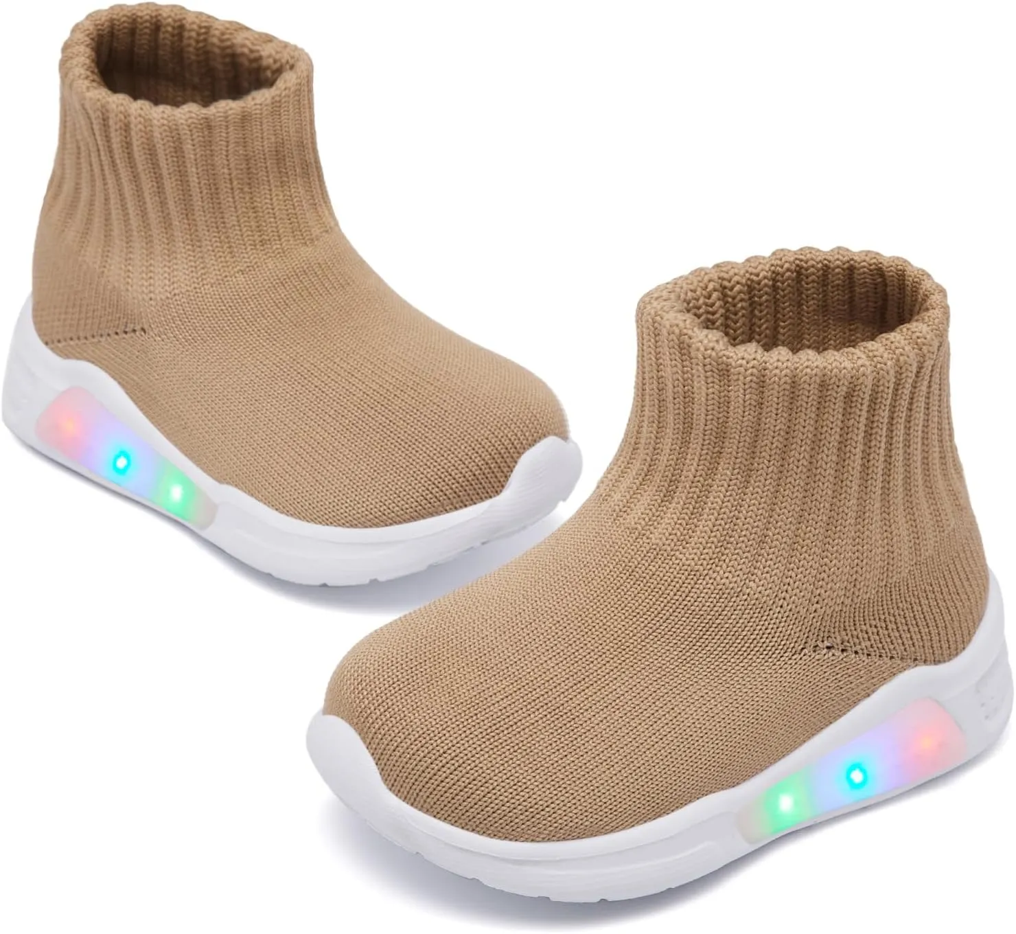 MORENDL Toddler Light Up Walking Shoes Baby Non-Slip Sock Shoes Toddler Slip On Sneakers Boys & Girls