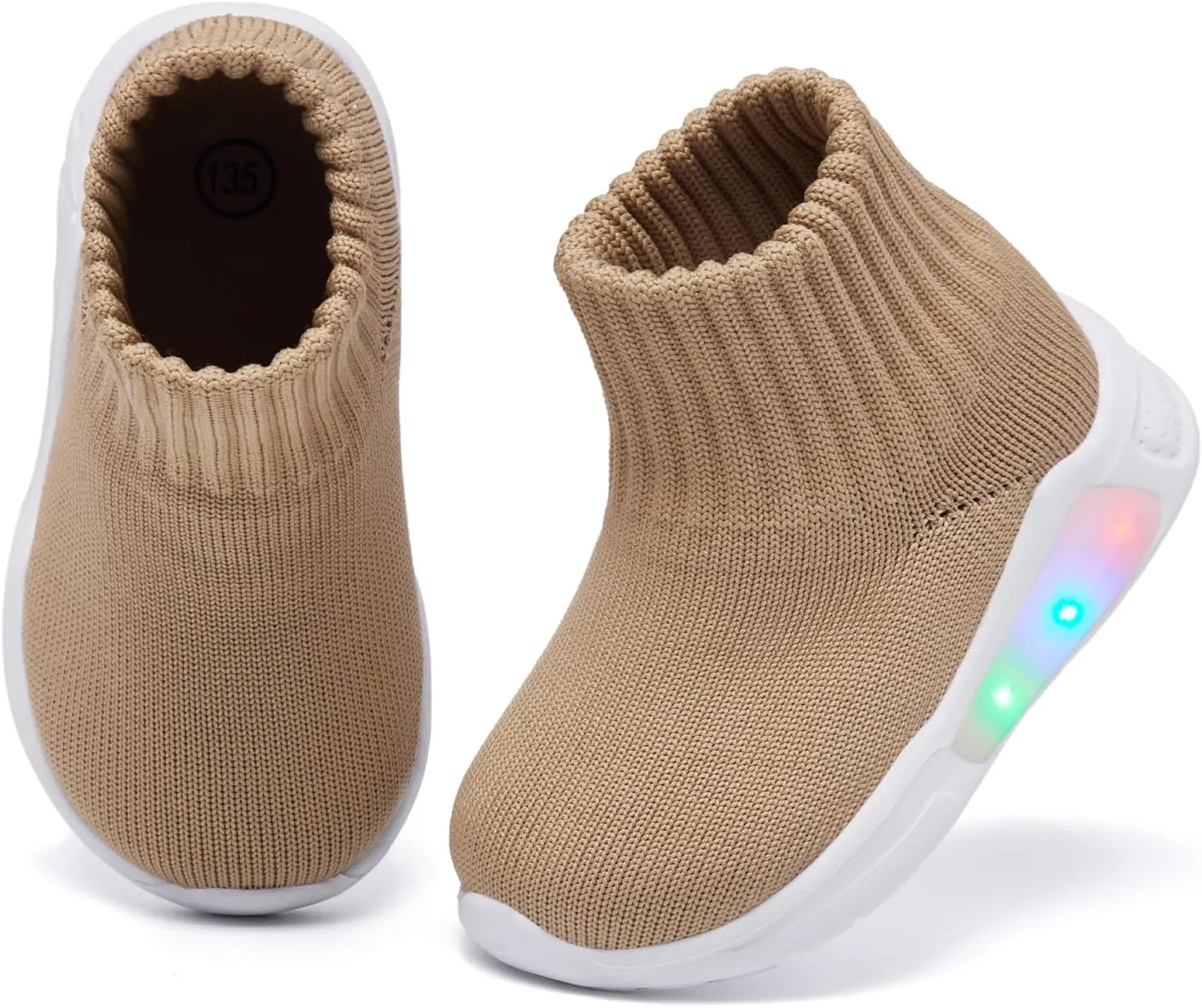 MORENDL Toddler Light Up Walking Shoes Baby Non-Slip Sock Shoes Toddler Slip On Sneakers Boys & Girls