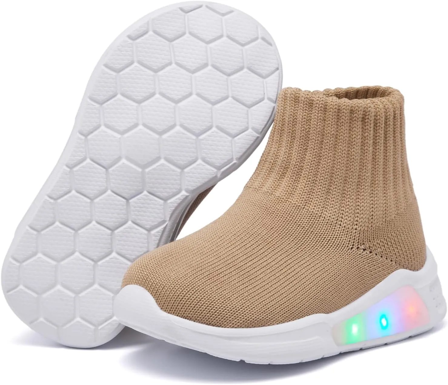 MORENDL Toddler Light Up Walking Shoes Baby Non-Slip Sock Shoes Toddler Slip On Sneakers Boys & Girls