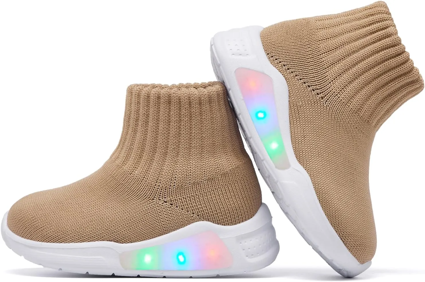 MORENDL Toddler Light Up Walking Shoes Baby Non-Slip Sock Shoes Toddler Slip On Sneakers Boys & Girls