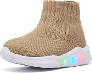 MORENDL Toddler Light Up Walking Shoes Baby Non-Slip Sock Shoes Toddler Slip On Sneakers Boys & Girls
