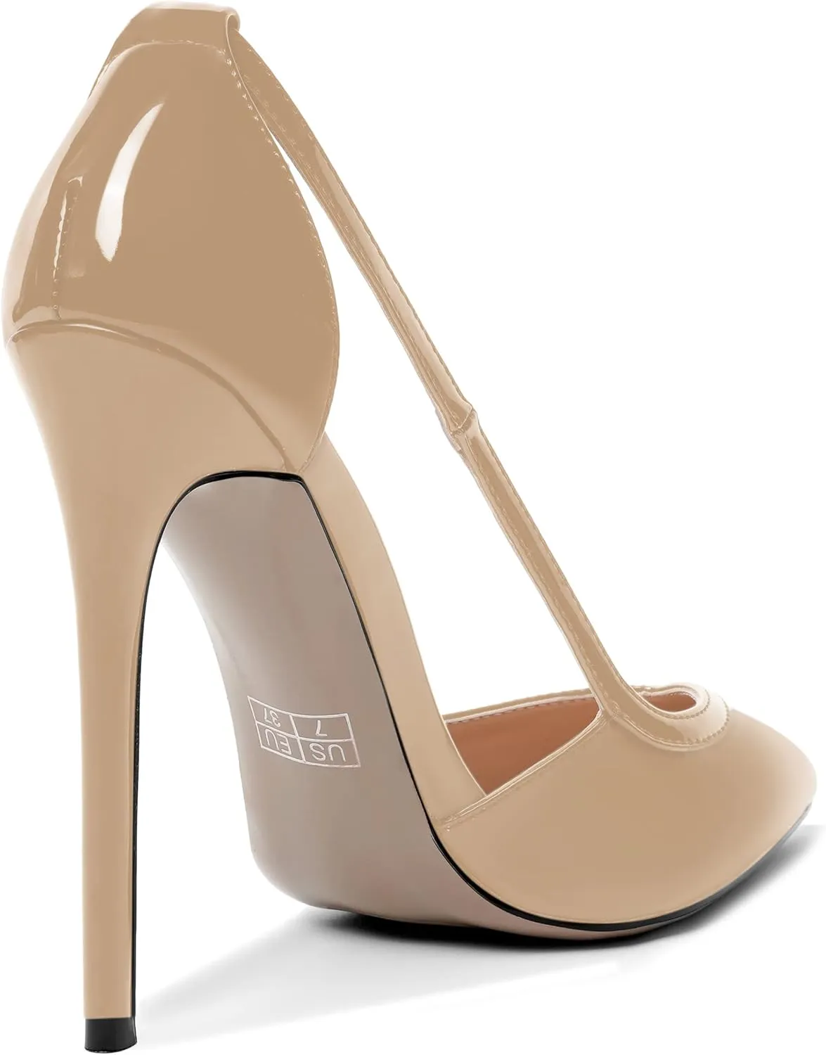 MOVINSTEPS Womens Dress Adjustable Strap Slip On Dating Pointed Toe Patent Stiletto High Heel Pumps Shoes 4.7 Inch