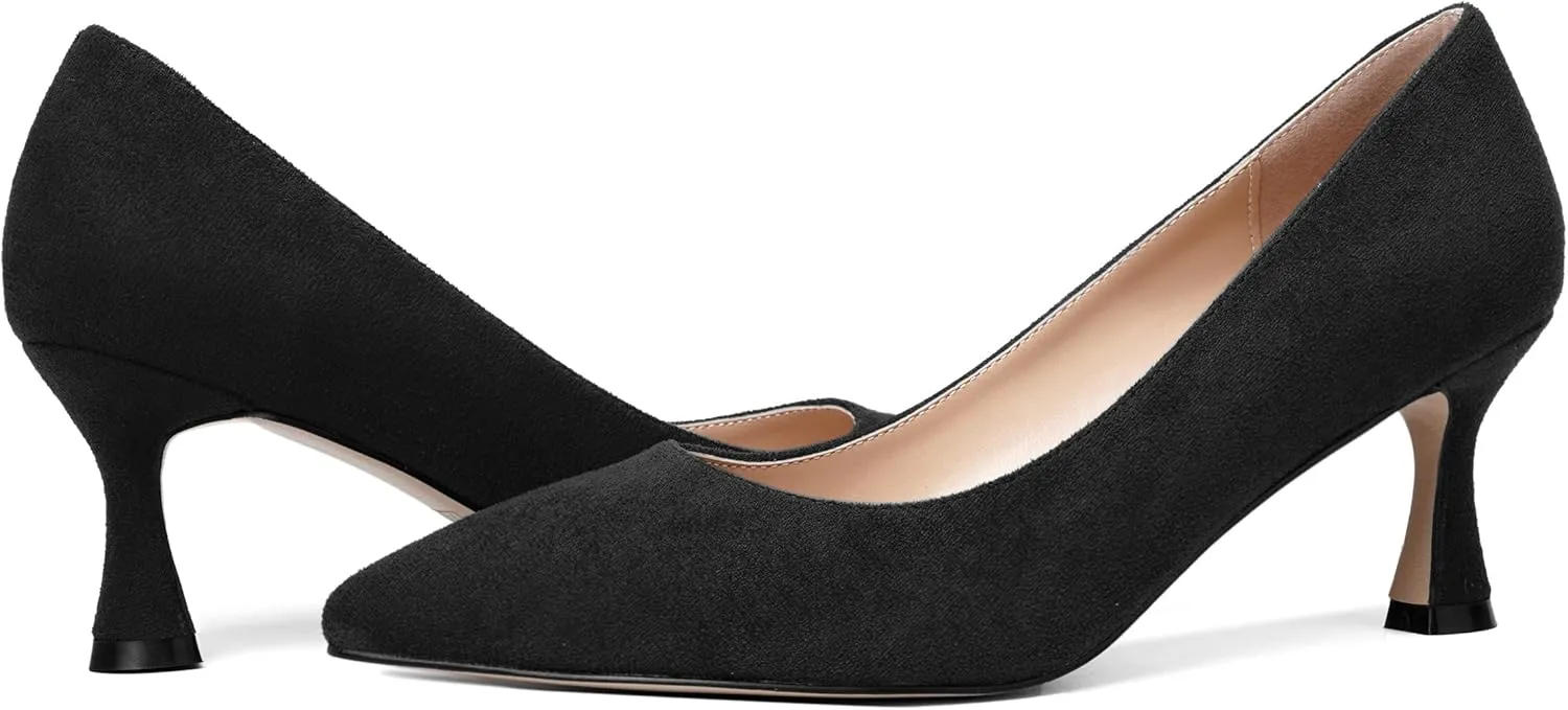 MOVINSTEPS Womens Pointed Toe Evening Sexy Suede Slip On Stiletto Mid Heel Pumps Shoes 2.5 Inch