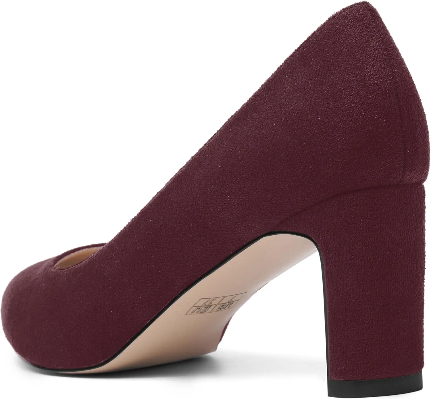 MOVINSTEPS Womens Slip On Party Suede Pointed Toe Sexy Block Mid Heel Pumps Shoes 2.5 Inch
