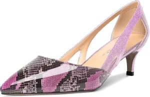 MOVINSTEPS Womens Wedding Cut Out Pointed Toe Patent Sexy Slip On Kitten Low Heel Pumps Shoes 2 Inch