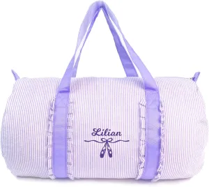 MT WORLD Toddler Girls Dance Bag Personalized Kids Travel Duffle Bag with Name Frilly Purple Ballet Bags for Girls Monogrammed Tote Bags with Zipper Small Gym Duffel Bag