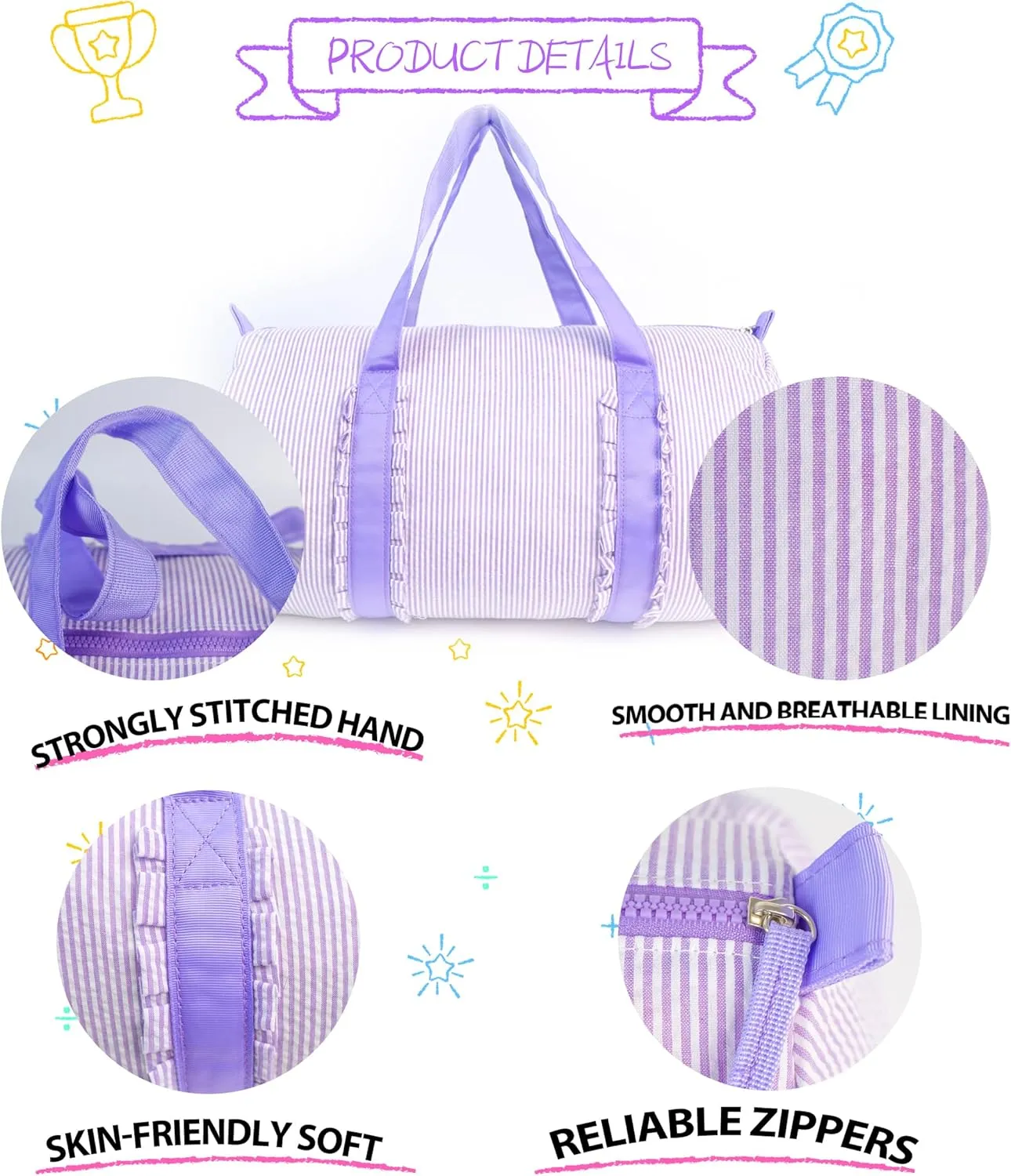 MT WORLD Toddler Girls Dance Bag Personalized Kids Travel Duffle Bag with Name Frilly Purple Ballet Bags for Girls Monogrammed Tote Bags with Zipper Small Gym Duffel Bag