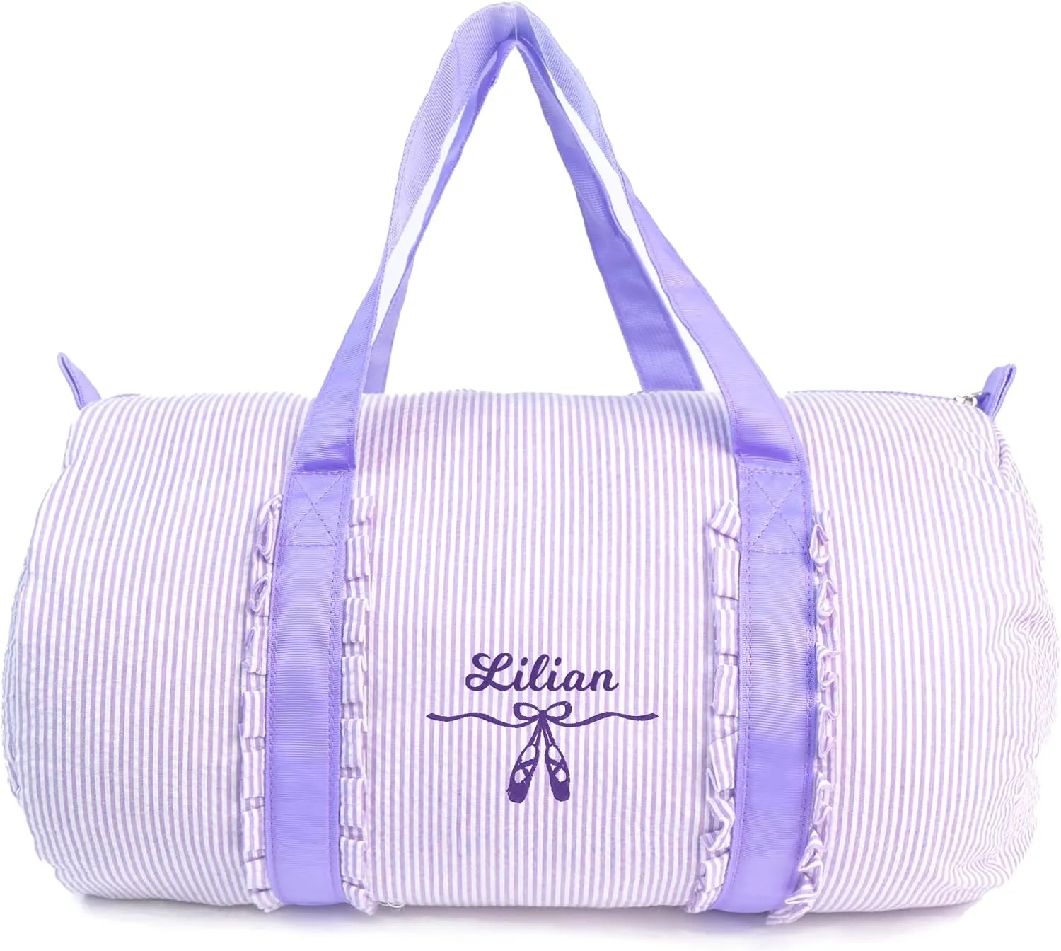 MT WORLD Toddler Girls Dance Bag Personalized Kids Travel Duffle Bag with Name Frilly Purple Ballet Bags for Girls Monogrammed Tote Bags with Zipper Small Gym Duffel Bag