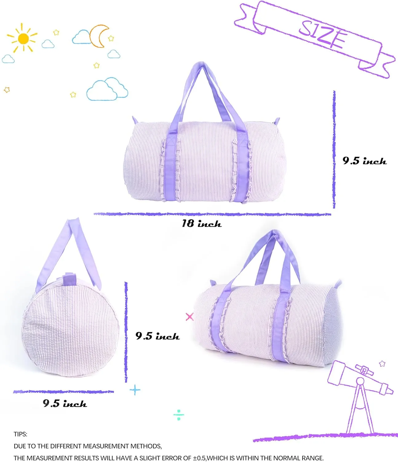 MT WORLD Toddler Girls Dance Bag Personalized Kids Travel Duffle Bag with Name Frilly Purple Ballet Bags for Girls Monogrammed Tote Bags with Zipper Small Gym Duffel Bag