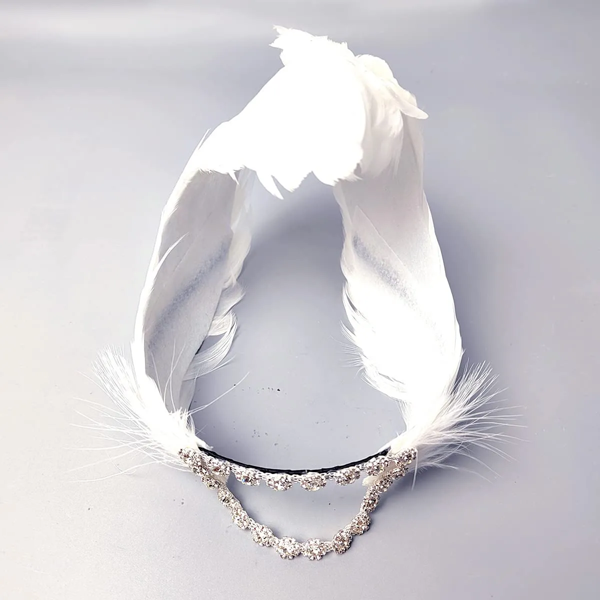 MTPLOP Classic White Feather and Diamond Hair Band for Ballet Dancers Swan Lake Dance Costume Hair Accessories (A-white, Use by adult)