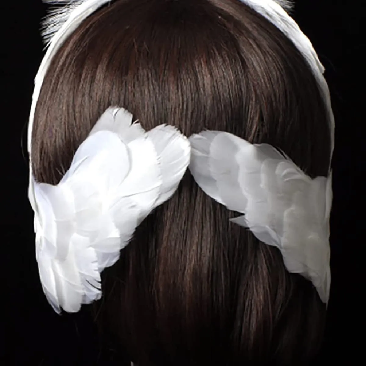 MTPLOP Classic White Feather and Diamond Hair Band for Ballet Dancers Swan Lake Dance Costume Hair Accessories (A-white, Use by adult)
