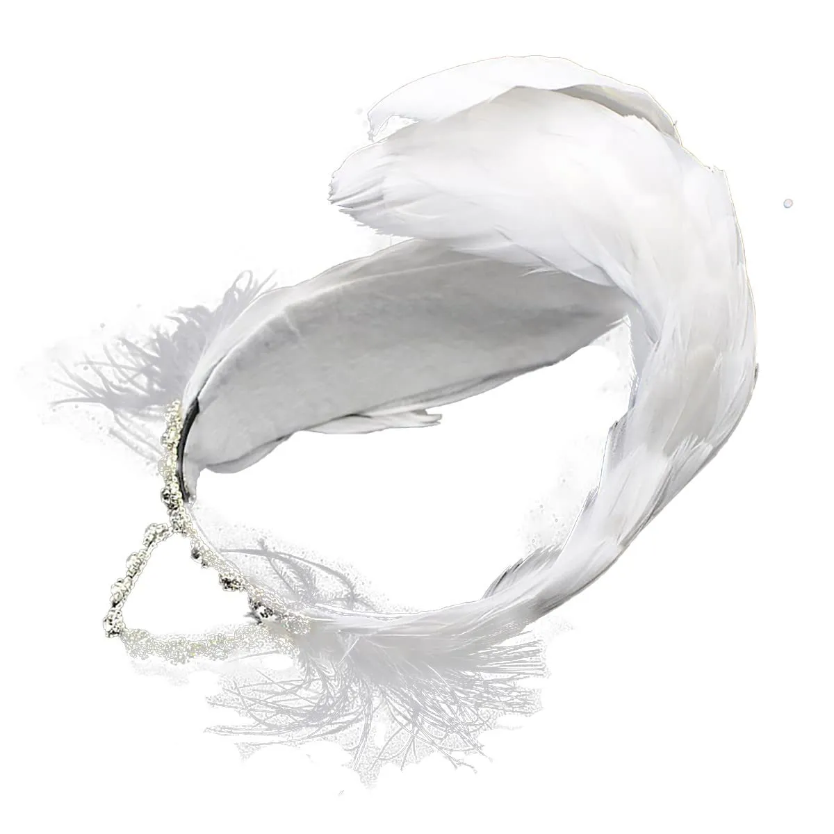 MTPLOP Classic White Feather and Diamond Hair Band for Ballet Dancers Swan Lake Dance Costume Hair Accessories (A-white, Use by adult)