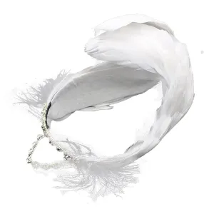 MTPLOP Classic White Feather and Diamond Hair Band for Ballet Dancers Swan Lake Dance Costume Hair Accessories (A-white, Use by adult)