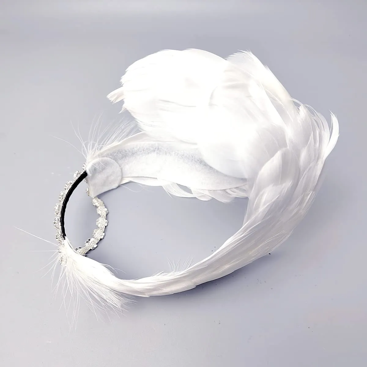 MTPLOP Classic White Feather and Diamond Hair Band for Ballet Dancers Swan Lake Dance Costume Hair Accessories (A-white, Use by adult)
