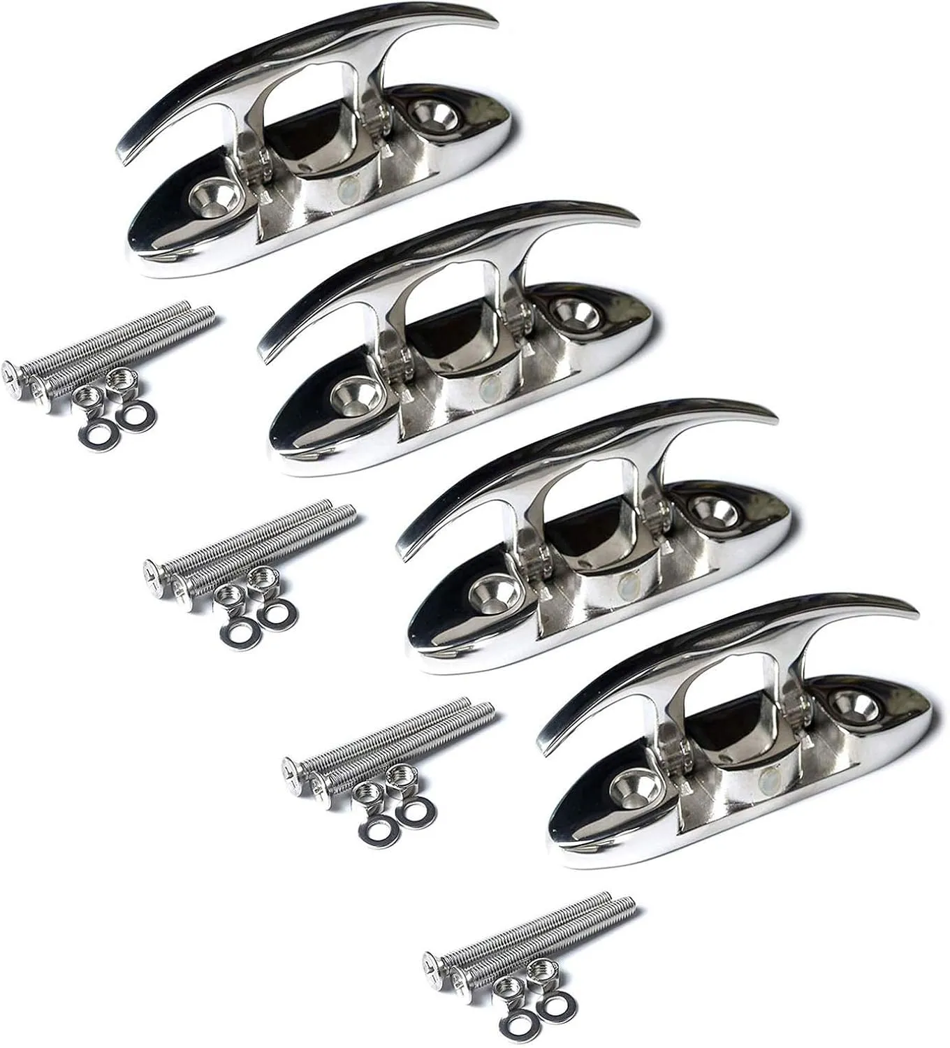 MX 4-1/2" Boat Folding Cleat Marine Dock Cleats Flip Up Boat Cleats Stainless Steel with Fastener Pack of 4