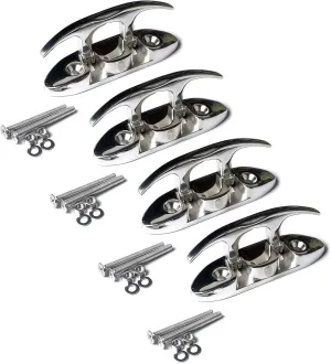 MX 4-1/2" Boat Folding Cleat Marine Dock Cleats Flip Up Boat Cleats Stainless Steel with Fastener Pack of 4
