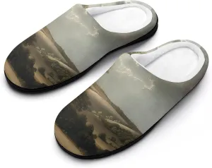 Nature Grassland Wilderness Casual Mens Slippers Warm Soft Comfy Slip On House Shoes Indoor Outdoor