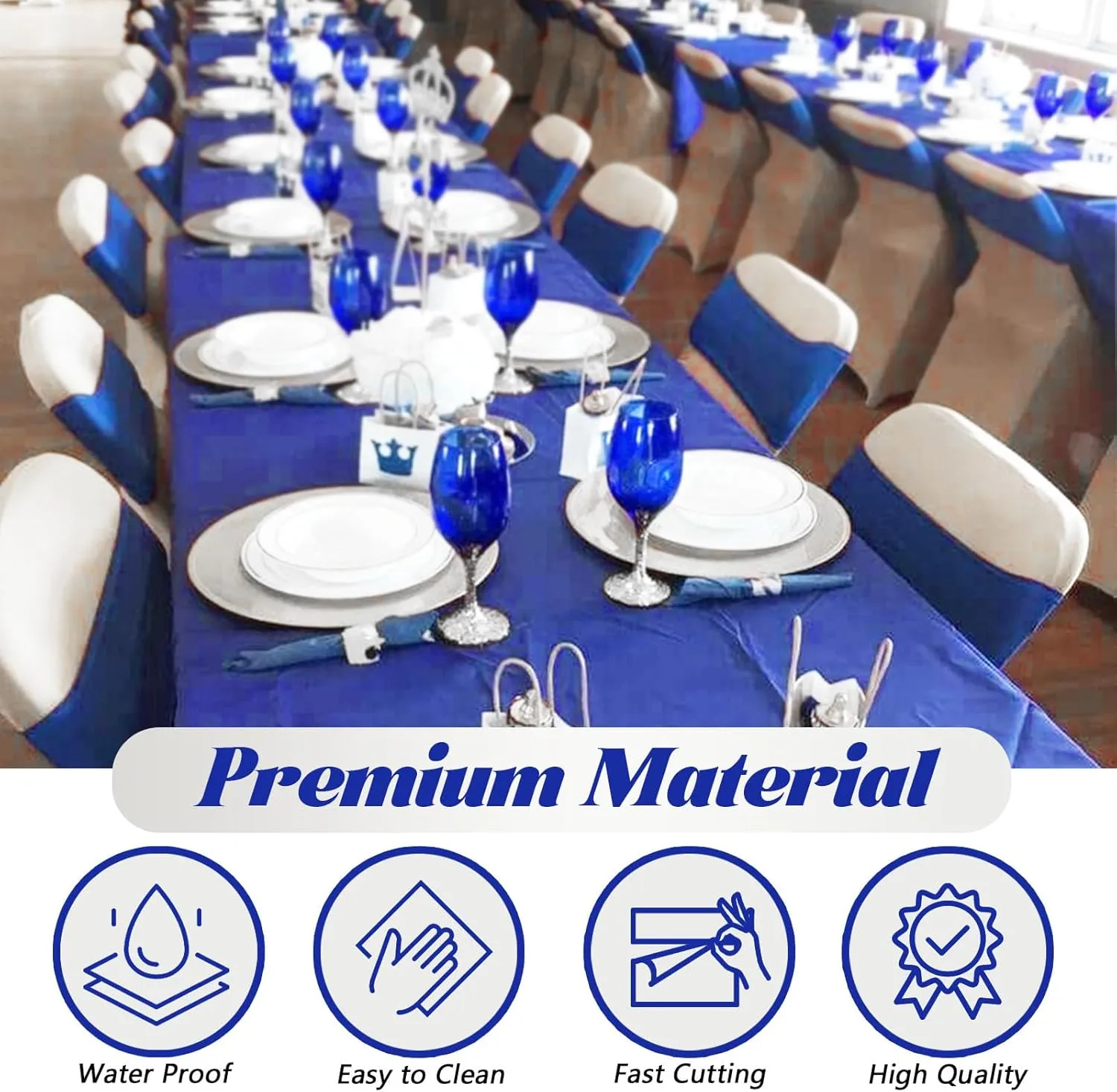 Navy Blue Plastic Tablecloth Roll: 54in X 120ft, Disposable with Easy Slide Cutter, Fit Any Shape & Size Tables, Perfect for Picnic, Party, Birthdays