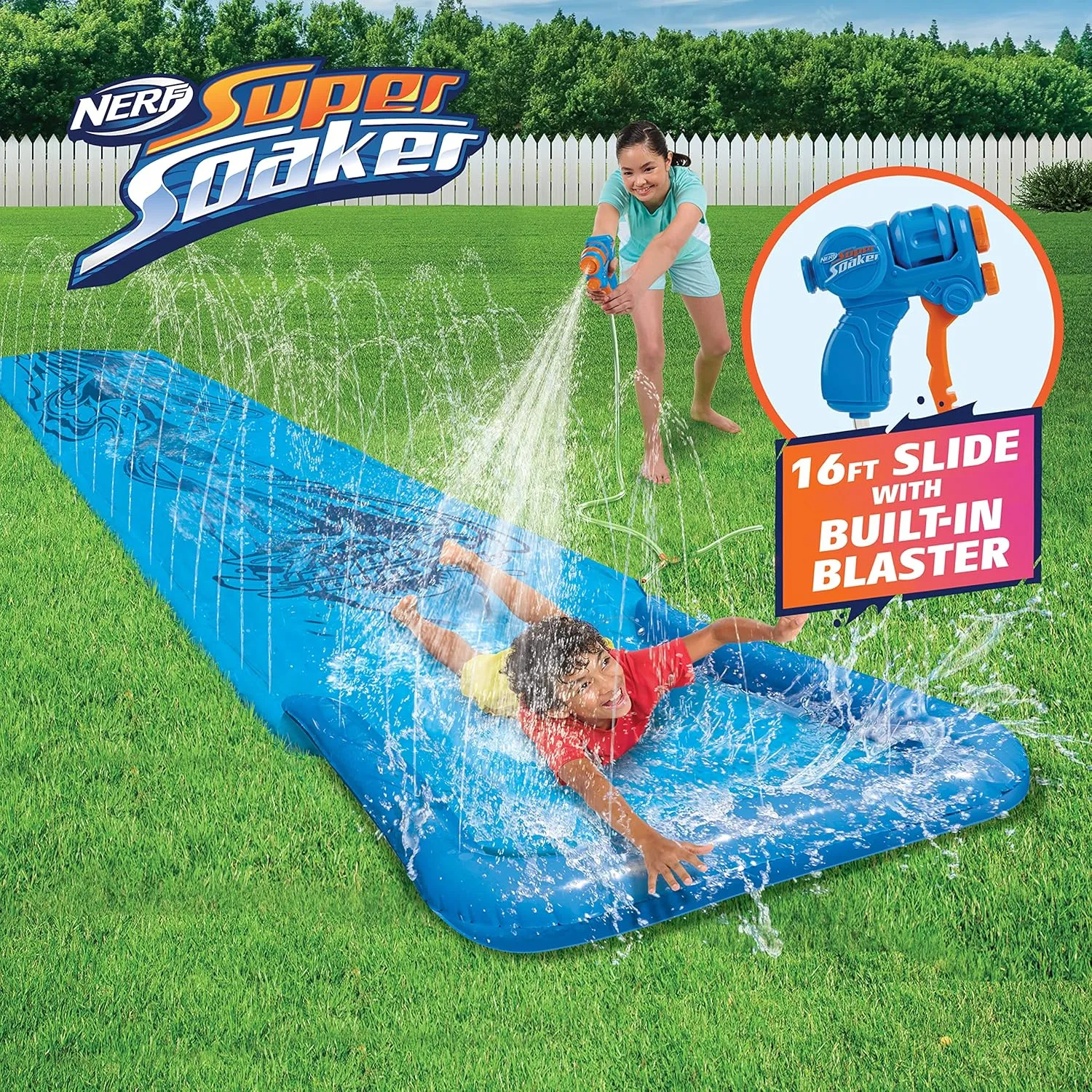 NERF Super Soaker Blast Water Slide – 12 Ft Kids Water Slide for Outdoor Summer Fun