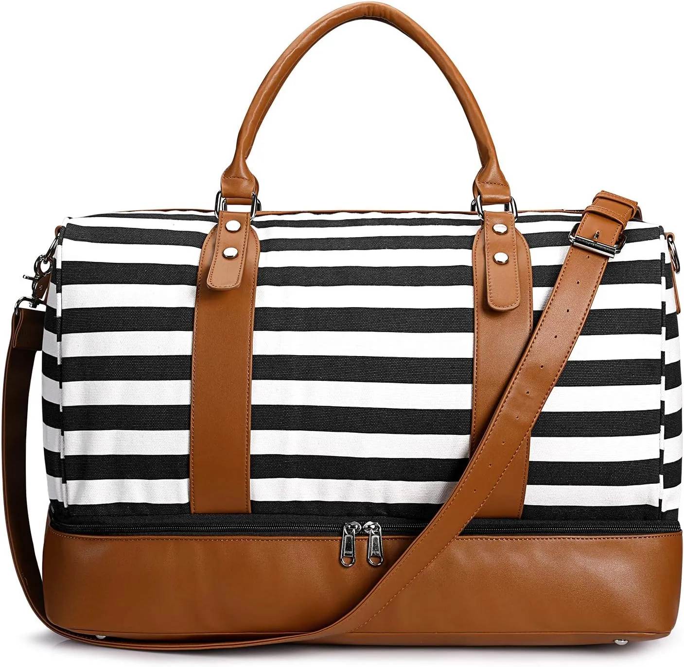 Newshows Women Weekender Bag Canvas Travel Duffel Bag Overnight Carry On Tote Bag with Luggage Sleeve