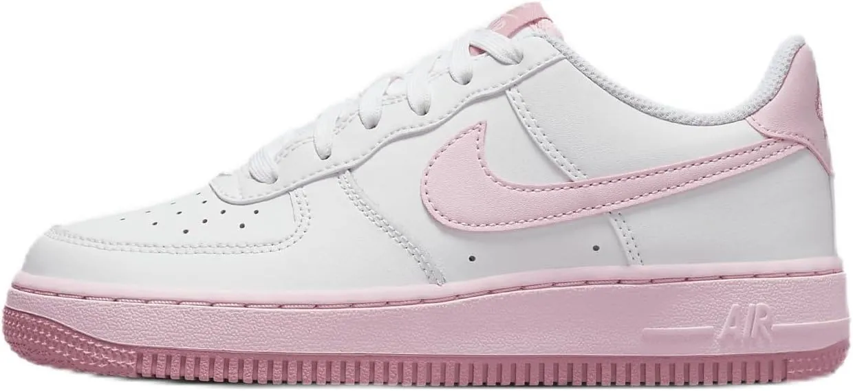 Nike Air Force 1 Big Kids' Shoes (FV5948-100, White/Elemental Pink/Medium Soft Pink/Pink Foam) Size 4.5