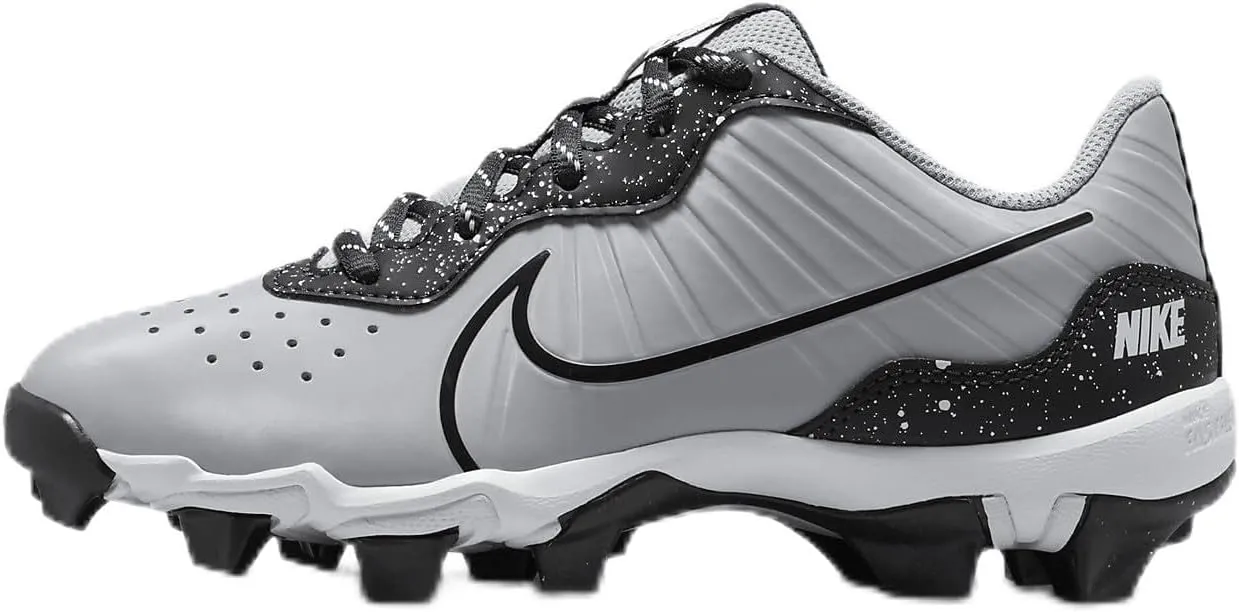 Nike Alpha Huarache 4 Keystone Little/Big Kids' Baseball Cleats (DJ6525-005, Wolf Grey/White/Dark Smoke Grey) Size 12