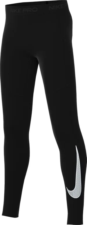 Nike Pro Warm Big Kids' (Boys') Dri-FIT Training Tights (HF4364-010, Black/White)