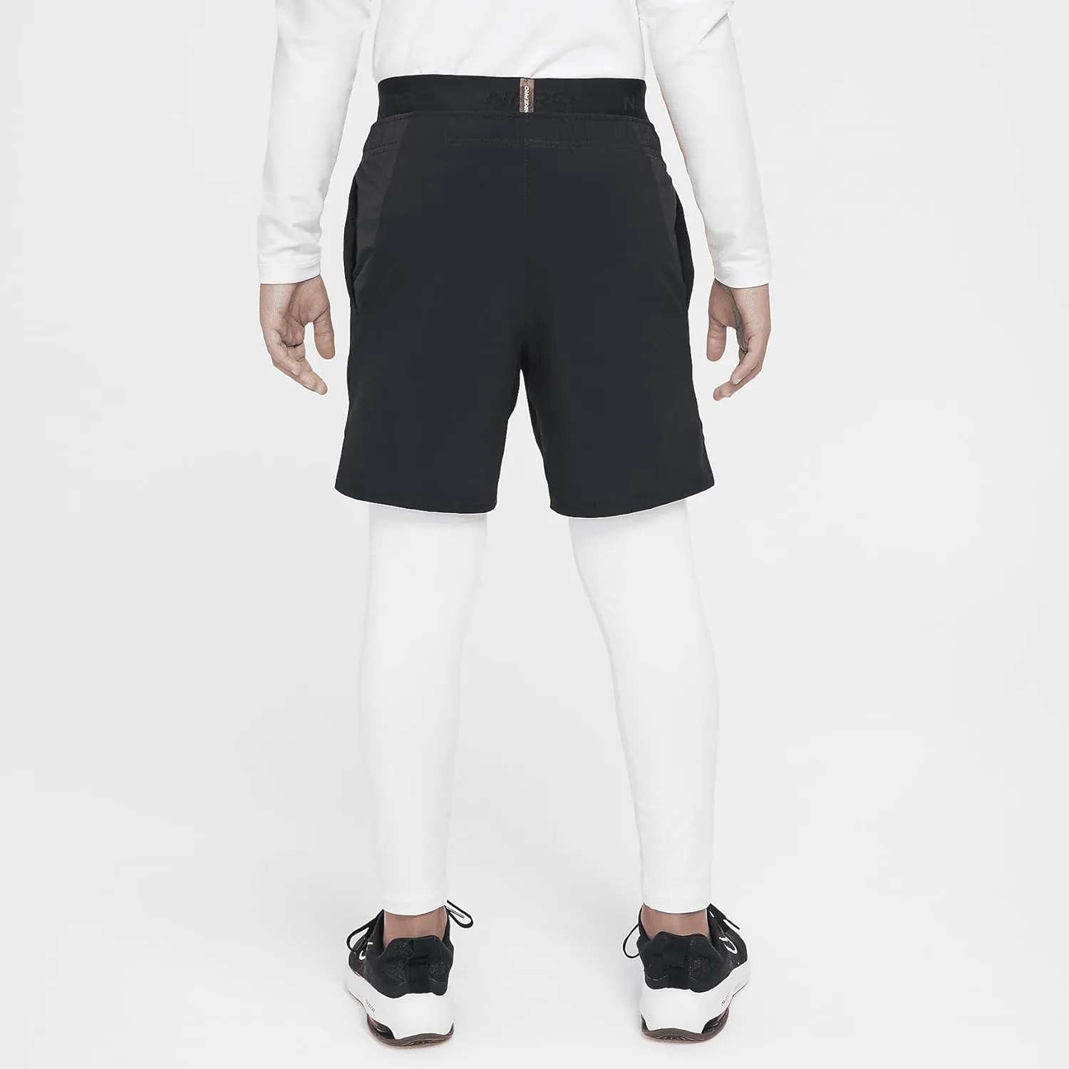 Nike Pro Warm Big Kids' (Boys') Dri-FIT Training Tights (HF4364-100, White/Black)